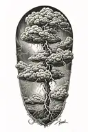realistic lightning storm clouds black and white tattoo design idea