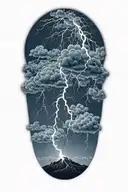 lightning storm clouds tattoo design idea