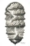 lightning storm clouds tattoo design idea