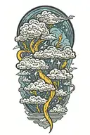 lightning storm clouds tattoo design idea