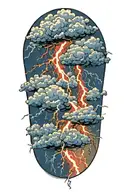 lightning storm clouds tattoo design idea