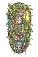 jungle tattooto be used as a background behind existing tattoo tattoo design idea