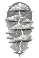 lightning storm clouds tattoo design idea