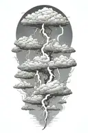 lightning storm clouds tattoo design idea