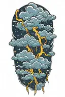 lightning storm clouds tattoo design idea