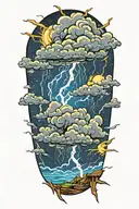 lightning storm clouds tattoo design idea