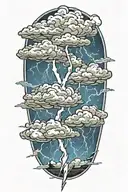 lightning storm clouds tattoo design idea