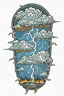 lightning storm clouds tattoo design idea