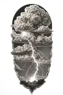 realistic lightning storm clouds black and white tattoo design idea