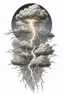lightning storm clouds tattoo design idea
