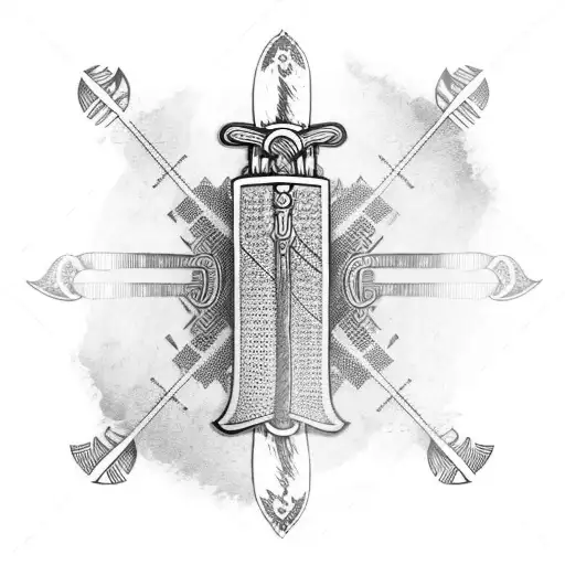 Viking sword with weaves tattoo design idea
