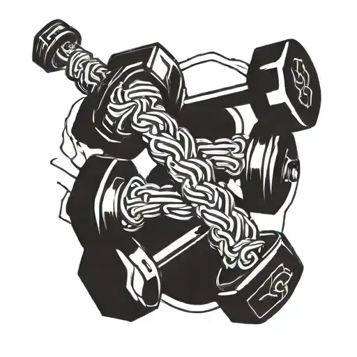 A stylized dumbbell intertwined with a DNA strand to symbolize the connection between fitness and health tattoo design idea
