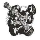 A stylized dumbbell intertwined with a DNA strand to symbolize the connection between fitness and health tattoo design idea