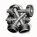 A stylized dumbbell intertwined with a DNA strand to symbolize the connection between fitness and health tattoo design idea