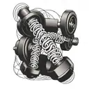 A stylized dumbbell intertwined with a DNA strand to symbolize the connection between fitness and health tattoo design idea