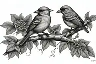 bird on branch tattoo design idea
