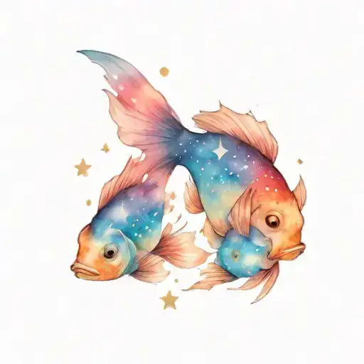 fish with stars tattoo design idea