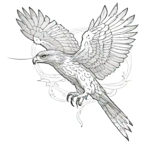 falcon hunting in flight tattoo design idea