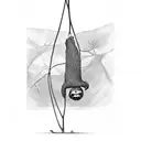 sloth hanging from a tree and reaching a weed plant tattoo design idea