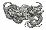 A USMC emblem with a dragon and tiger intertwined tattoo design idea