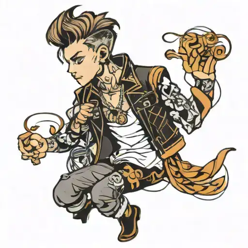 dainty boy in leather clothes  tattoo design idea