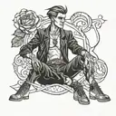 scrawny boy in leather clothes  tattoo design idea