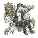scrawny boy in leather clothes  tattoo design idea