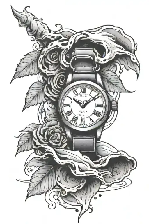 hand sand and watch tattoo design idea