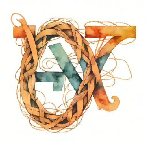 two letters "M", drawed with ropes, bonded together, representing the infinity symbol. black and white, celtic inspired tattoo design idea