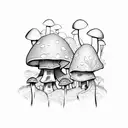 Mushroom house tattoo design idea