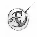 half moon with initials STC and harry potter always  tattoo design idea