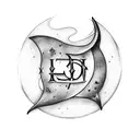 half moon with initials STC and harry potter always  tattoo design idea