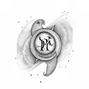 half moon with initials STC and harry potter always  tattoo design idea