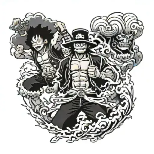 one piece kaido luffy fight tattoo design idea