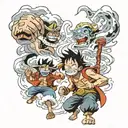 one piece kaido luffy fight tattoo design idea