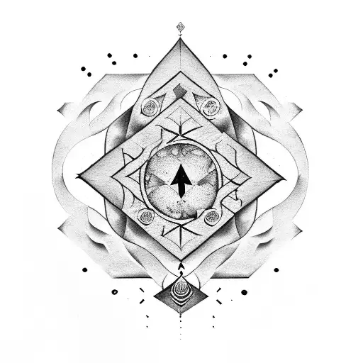 A numerology chart with occult symbols and a rock and roll twist tattoo design idea