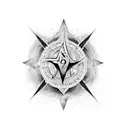 A powerful spell incantation written in occult script with a rock and roll aesthetic tattoo design idea