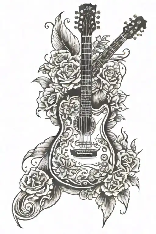 dad memorial guitar tattoo design idea
