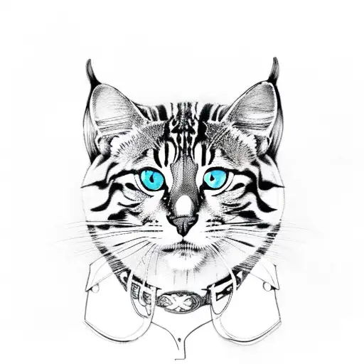 cartoon gray bengal cat with black stripes with mucha libre mask and boots tattoo design idea
