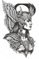 Valkyrie warrior chest and head earing tattoo design idea
