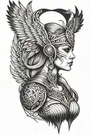Valkyrie warrior chest and head earing tattoo design idea