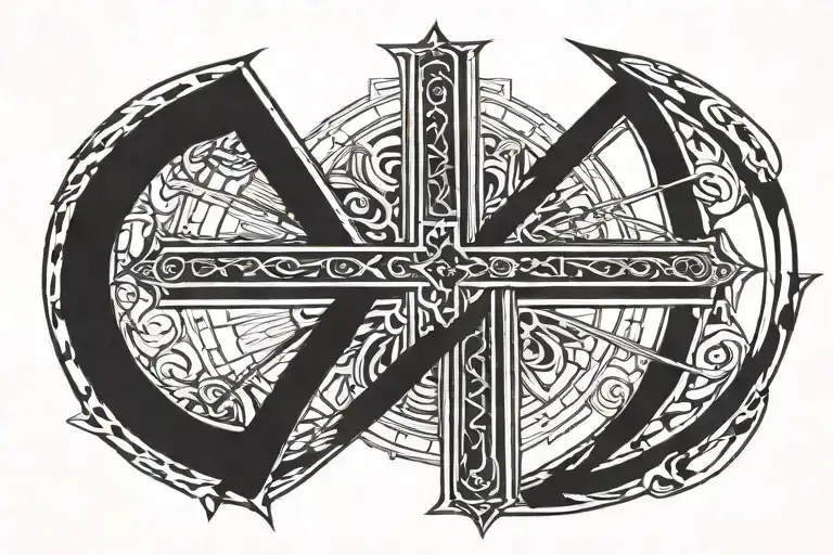 roman numeral cross tattoo design idea