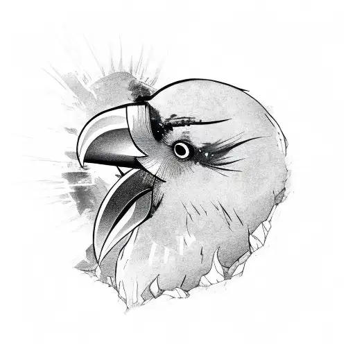 crow screaming, this writing on top of crow's head: 泉道場 tattoo design idea