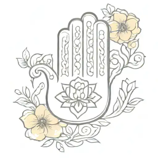 Hamsa hand whit flowers  tattoo design idea