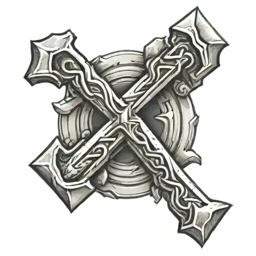 cross hammers tattoo design idea