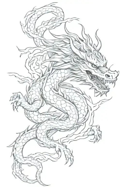 Lightning and chinese dragon tattoo design idea