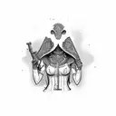 gangster women gun playing cards tattoo design idea