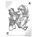 gangster women gun playing cards tattoo design idea
