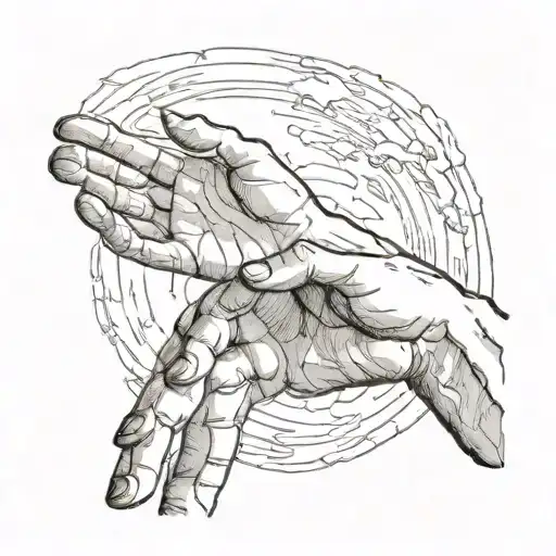 creation of adam hands reaching tattoo design idea