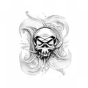 Davy jones skull tattoo design idea